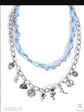 PROM and Proper - Multi Blue paparazzi Blue and Silver Layered Charm Necklace